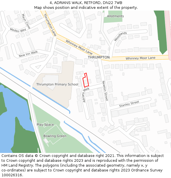 4, ADRIANS WALK, RETFORD, DN22 7WB: Location map and indicative extent of plot