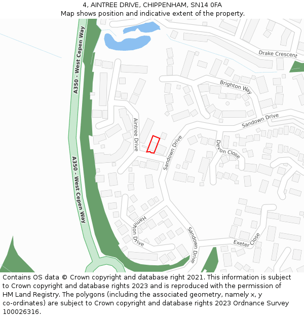 4, AINTREE DRIVE, CHIPPENHAM, SN14 0FA: Location map and indicative extent of plot