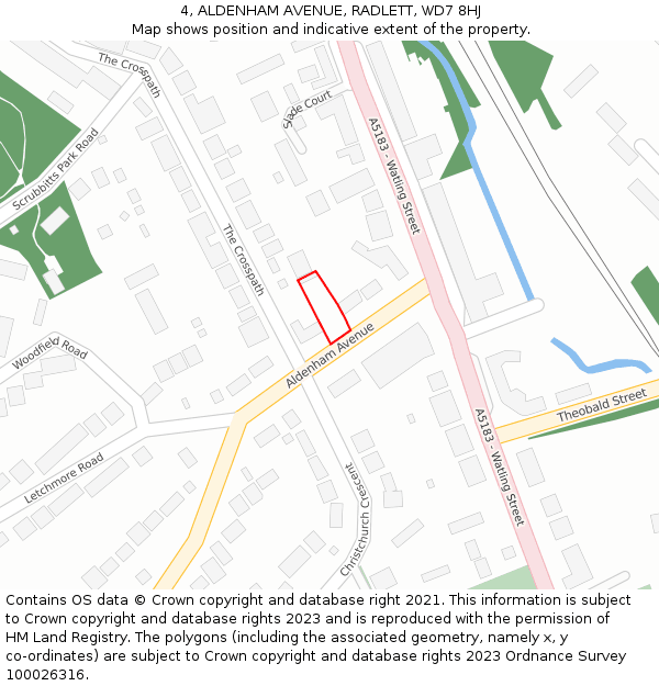 4, ALDENHAM AVENUE, RADLETT, WD7 8HJ: Location map and indicative extent of plot