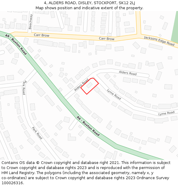 4, ALDERS ROAD, DISLEY, STOCKPORT, SK12 2LJ: Location map and indicative extent of plot