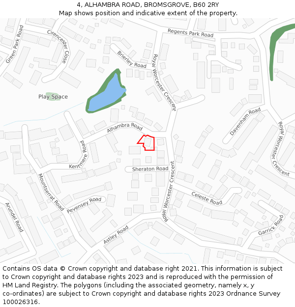 4, ALHAMBRA ROAD, BROMSGROVE, B60 2RY: Location map and indicative extent of plot