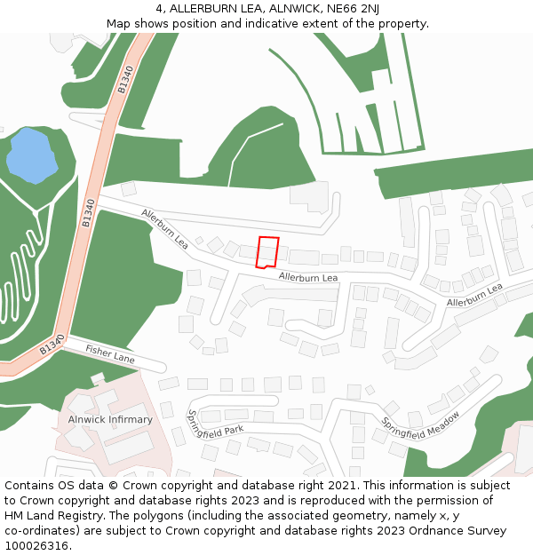 4, ALLERBURN LEA, ALNWICK, NE66 2NJ: Location map and indicative extent of plot