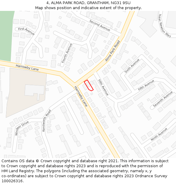 4, ALMA PARK ROAD, GRANTHAM, NG31 9SU: Location map and indicative extent of plot