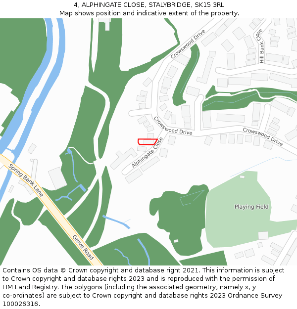 4, ALPHINGATE CLOSE, STALYBRIDGE, SK15 3RL: Location map and indicative extent of plot