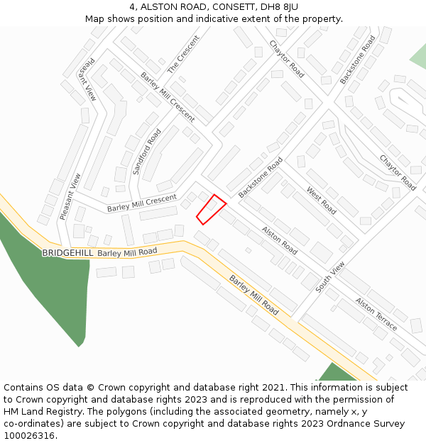 4, ALSTON ROAD, CONSETT, DH8 8JU: Location map and indicative extent of plot