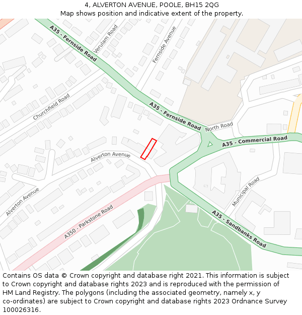 4, ALVERTON AVENUE, POOLE, BH15 2QG: Location map and indicative extent of plot