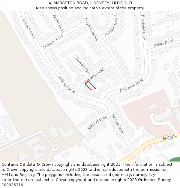 4, AMBASTON ROAD, HORNSEA, HU18 1HB: Location map and indicative extent of plot