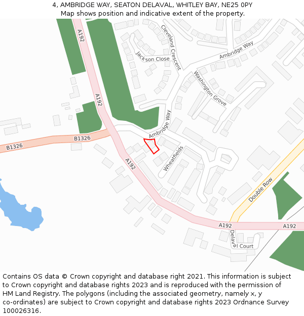 4, AMBRIDGE WAY, SEATON DELAVAL, WHITLEY BAY, NE25 0PY: Location map and indicative extent of plot