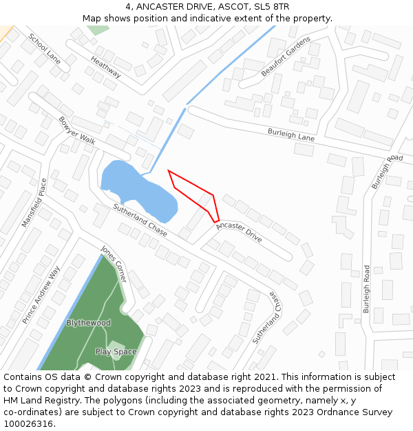 4, ANCASTER DRIVE, ASCOT, SL5 8TR: Location map and indicative extent of plot