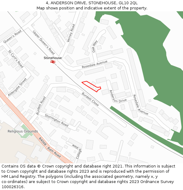 4, ANDERSON DRIVE, STONEHOUSE, GL10 2QL: Location map and indicative extent of plot