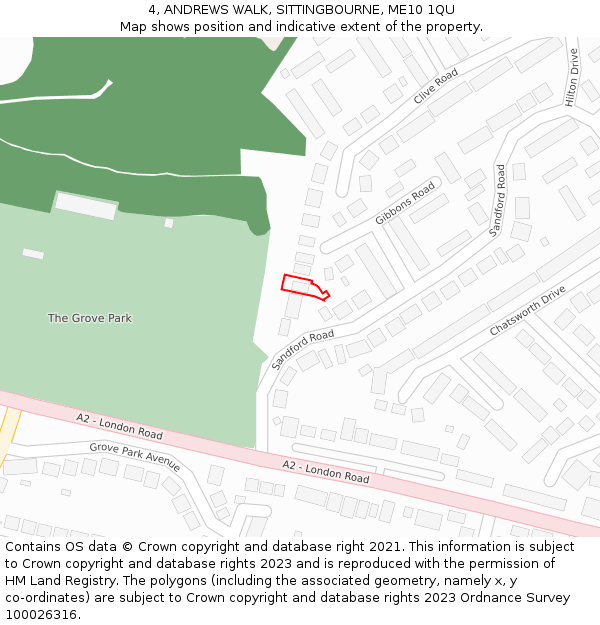 4, ANDREWS WALK, SITTINGBOURNE, ME10 1QU: Location map and indicative extent of plot