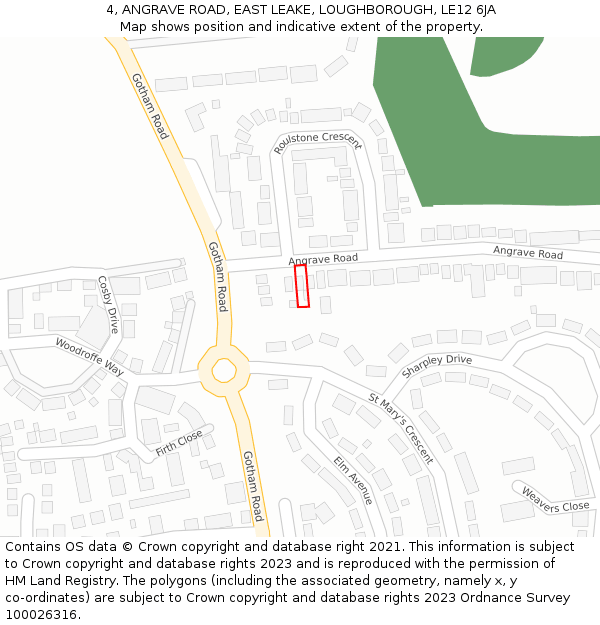 4, ANGRAVE ROAD, EAST LEAKE, LOUGHBOROUGH, LE12 6JA: Location map and indicative extent of plot