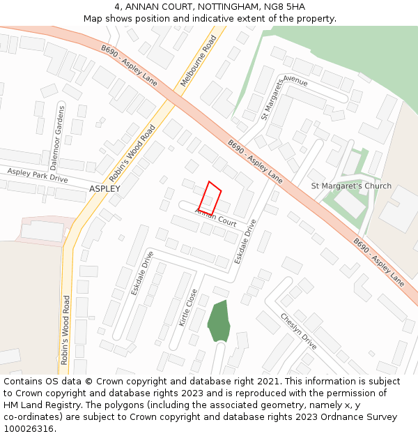 4, ANNAN COURT, NOTTINGHAM, NG8 5HA: Location map and indicative extent of plot
