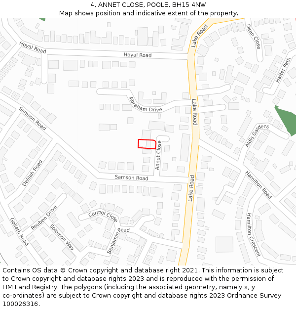 4, ANNET CLOSE, POOLE, BH15 4NW: Location map and indicative extent of plot