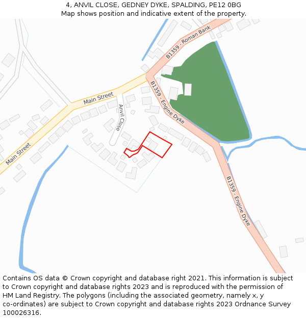 4, ANVIL CLOSE, GEDNEY DYKE, SPALDING, PE12 0BG: Location map and indicative extent of plot