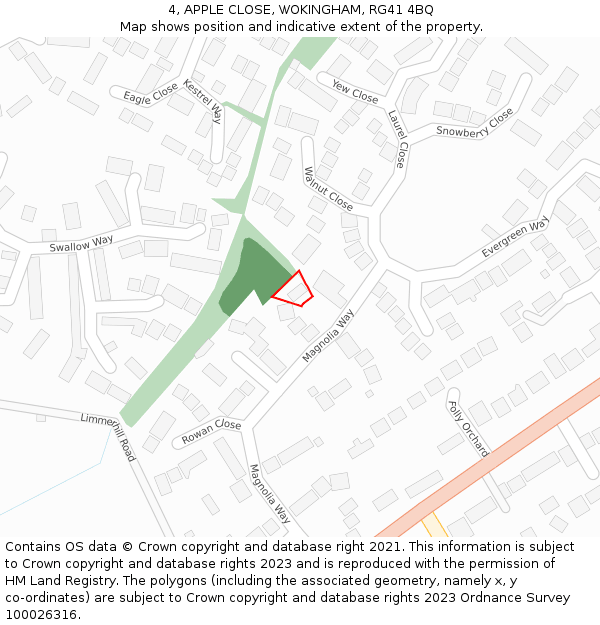 4, APPLE CLOSE, WOKINGHAM, RG41 4BQ: Location map and indicative extent of plot