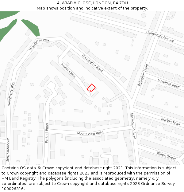 4, ARABIA CLOSE, LONDON, E4 7DU: Location map and indicative extent of plot