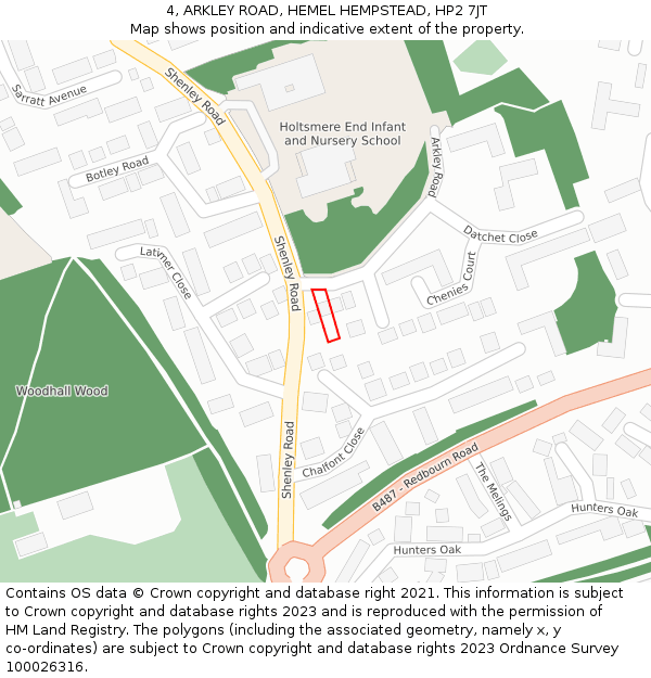 4, ARKLEY ROAD, HEMEL HEMPSTEAD, HP2 7JT: Location map and indicative extent of plot