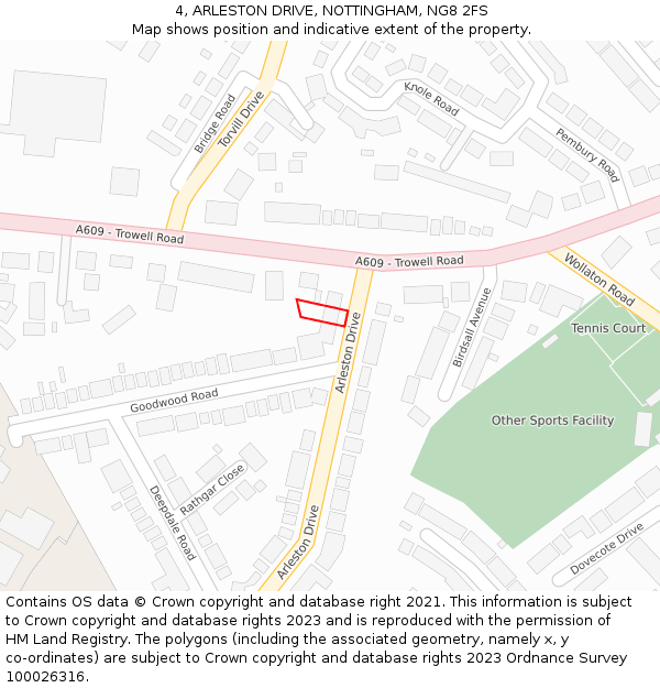 4, ARLESTON DRIVE, NOTTINGHAM, NG8 2FS: Location map and indicative extent of plot