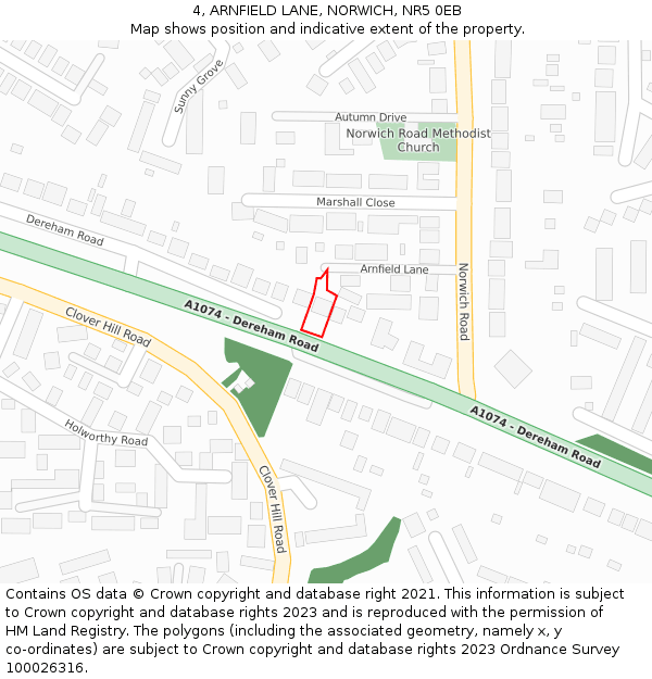 4, ARNFIELD LANE, NORWICH, NR5 0EB: Location map and indicative extent of plot