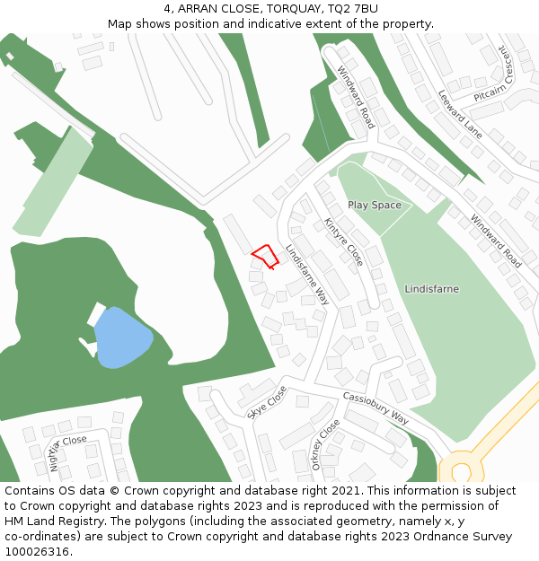 4, ARRAN CLOSE, TORQUAY, TQ2 7BU: Location map and indicative extent of plot