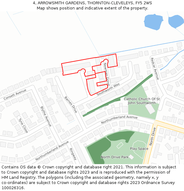 4, ARROWSMITH GARDENS, THORNTON-CLEVELEYS, FY5 2WS: Location map and indicative extent of plot