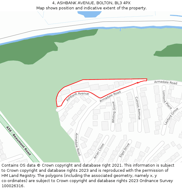 4, ASHBANK AVENUE, BOLTON, BL3 4PX: Location map and indicative extent of plot