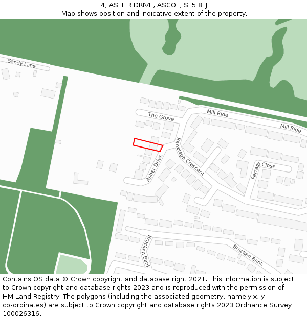 4, ASHER DRIVE, ASCOT, SL5 8LJ: Location map and indicative extent of plot