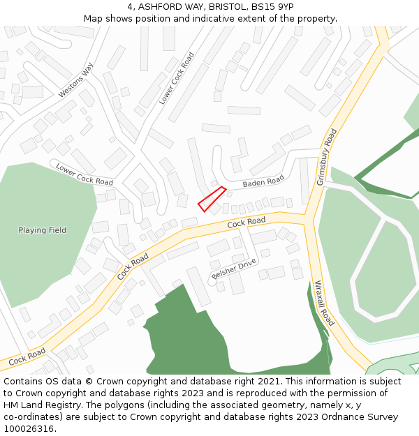 4, ASHFORD WAY, BRISTOL, BS15 9YP: Location map and indicative extent of plot