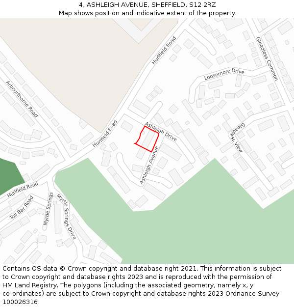 4, ASHLEIGH AVENUE, SHEFFIELD, S12 2RZ: Location map and indicative extent of plot