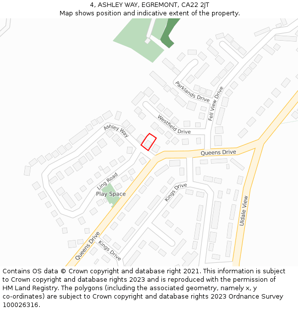 4, ASHLEY WAY, EGREMONT, CA22 2JT: Location map and indicative extent of plot