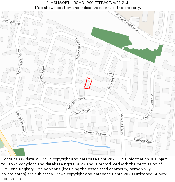 4, ASHWORTH ROAD, PONTEFRACT, WF8 2UL: Location map and indicative extent of plot