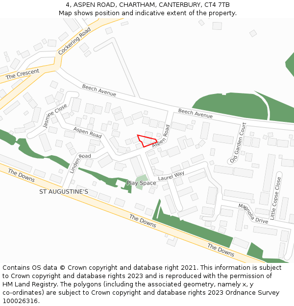 4, ASPEN ROAD, CHARTHAM, CANTERBURY, CT4 7TB: Location map and indicative extent of plot