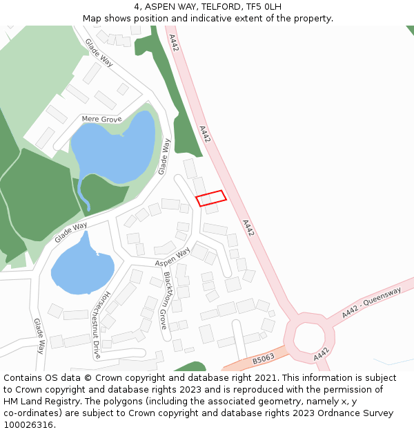 4, ASPEN WAY, TELFORD, TF5 0LH: Location map and indicative extent of plot