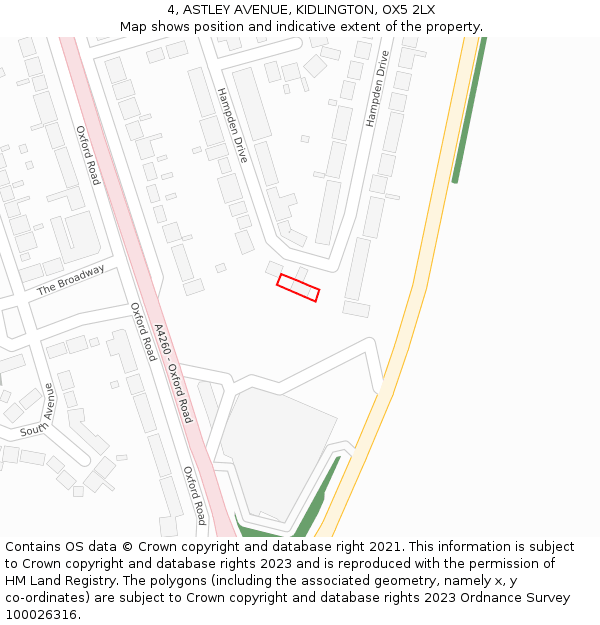 4, ASTLEY AVENUE, KIDLINGTON, OX5 2LX: Location map and indicative extent of plot