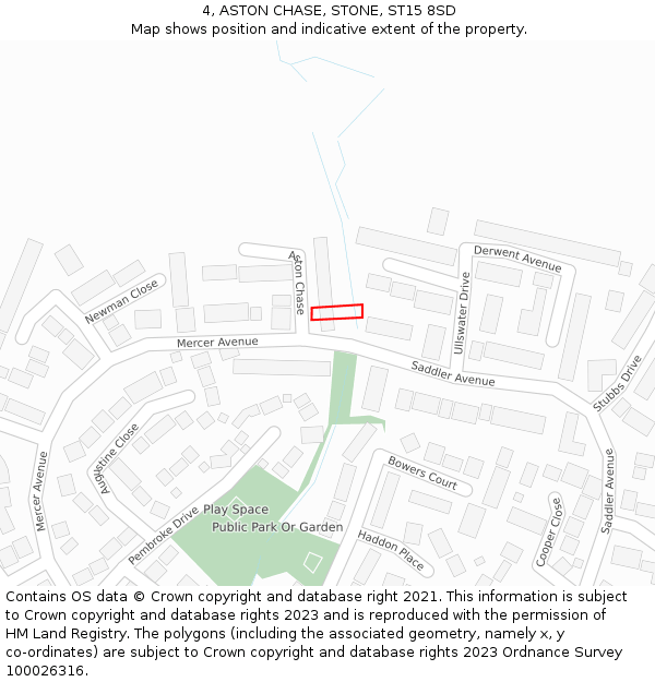 4, ASTON CHASE, STONE, ST15 8SD: Location map and indicative extent of plot