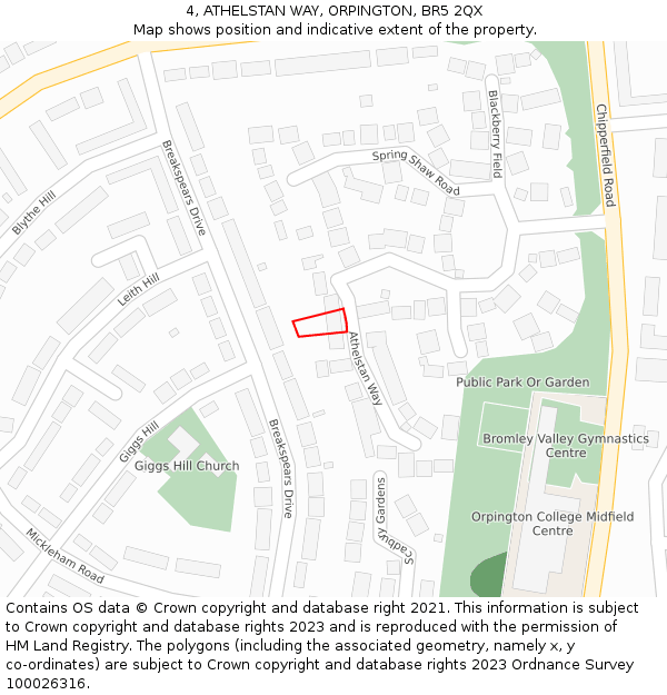 4, ATHELSTAN WAY, ORPINGTON, BR5 2QX: Location map and indicative extent of plot