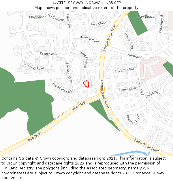 4, ATTELSEY WAY, NORWICH, NR5 9EP: Location map and indicative extent of plot