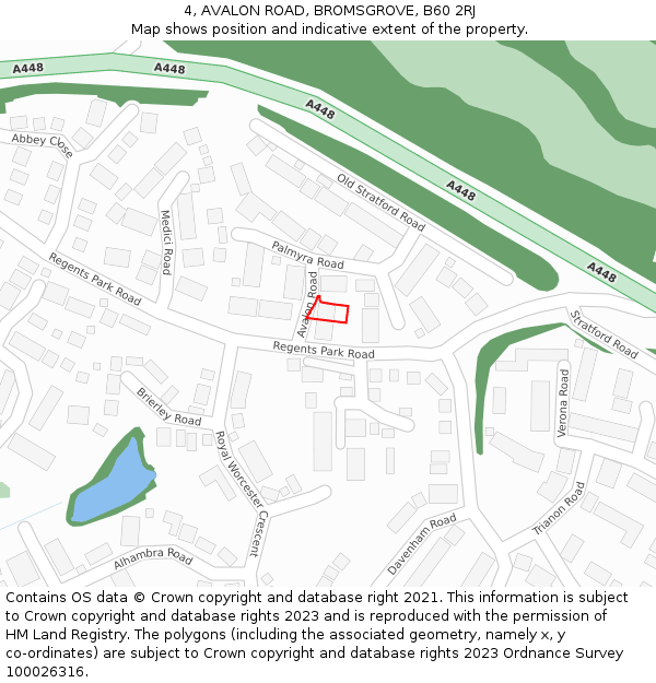 4, AVALON ROAD, BROMSGROVE, B60 2RJ: Location map and indicative extent of plot