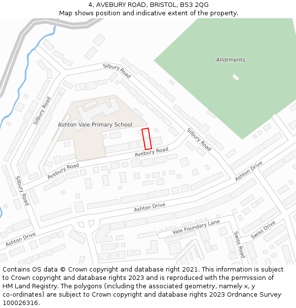 4, AVEBURY ROAD, BRISTOL, BS3 2QG: Location map and indicative extent of plot