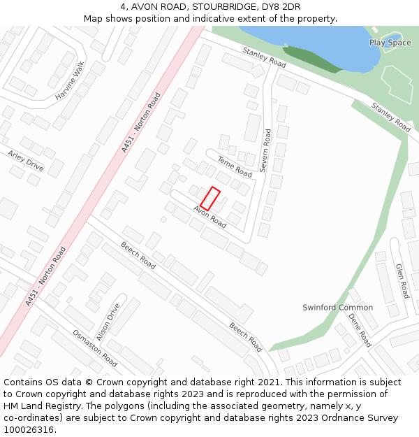 4, AVON ROAD, STOURBRIDGE, DY8 2DR: Location map and indicative extent of plot