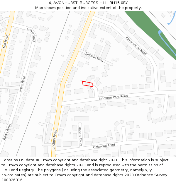 4, AVONHURST, BURGESS HILL, RH15 0RY: Location map and indicative extent of plot