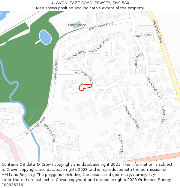 4, AVONLEAZE ROAD, PEWSEY, SN9 5AX: Location map and indicative extent of plot