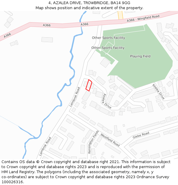 4, AZALEA DRIVE, TROWBRIDGE, BA14 9GG: Location map and indicative extent of plot