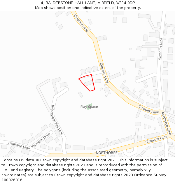 4, BALDERSTONE HALL LANE, MIRFIELD, WF14 0DP: Location map and indicative extent of plot