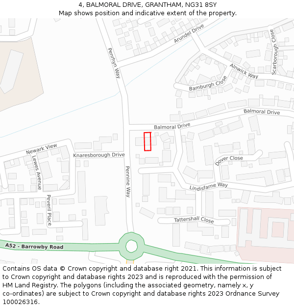 4, BALMORAL DRIVE, GRANTHAM, NG31 8SY: Location map and indicative extent of plot