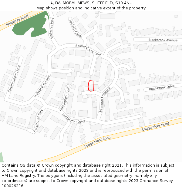 4, BALMORAL MEWS, SHEFFIELD, S10 4NU: Location map and indicative extent of plot