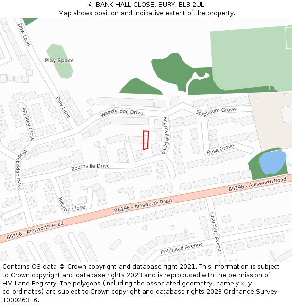 4, BANK HALL CLOSE, BURY, BL8 2UL: Location map and indicative extent of plot