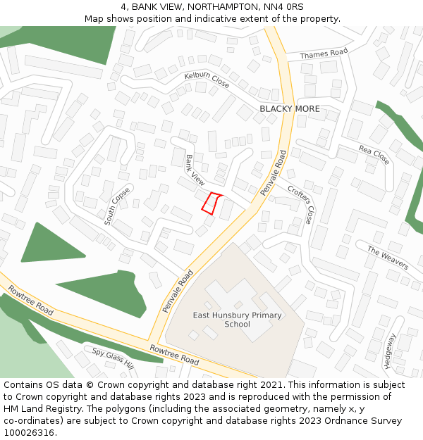 4, BANK VIEW, NORTHAMPTON, NN4 0RS: Location map and indicative extent of plot