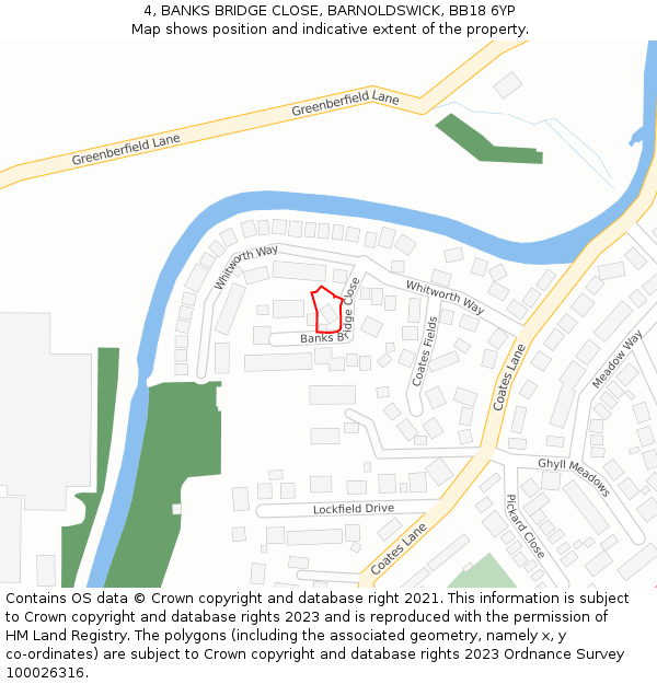 4, BANKS BRIDGE CLOSE, BARNOLDSWICK, BB18 6YP: Location map and indicative extent of plot
